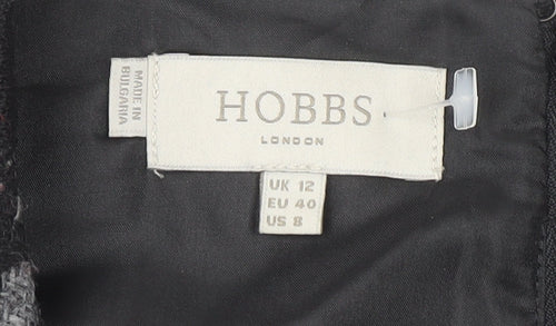 Hobbs Women Grey Houndstooth Sheath Dress UK 12 Sleeveless Workwear