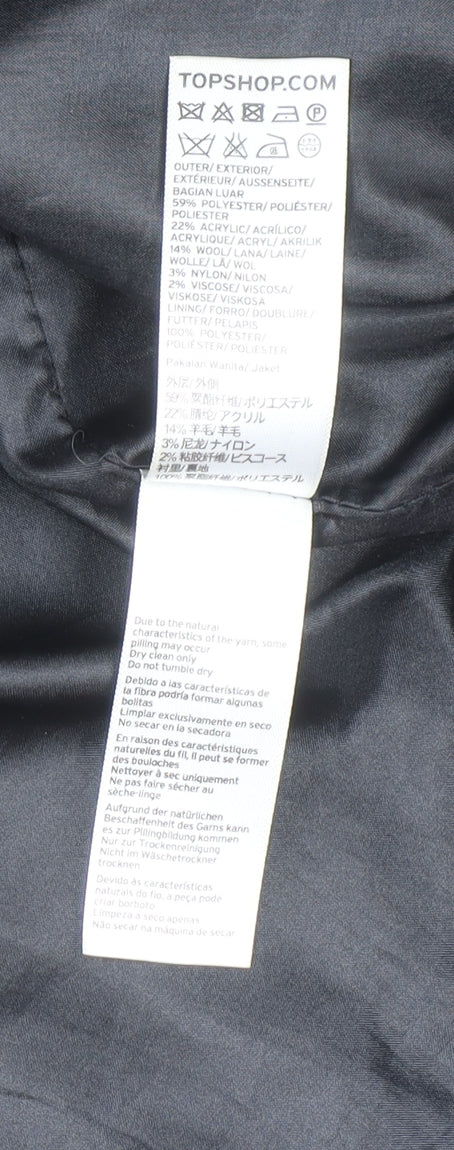 Topshop Women’s Brown Leopard Print Wool Blend Coat Size 8