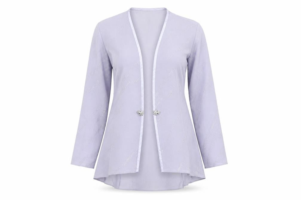 R & M Richards Womens Purple Tunic Blouse Size 8 Long Sleeve Formal Top