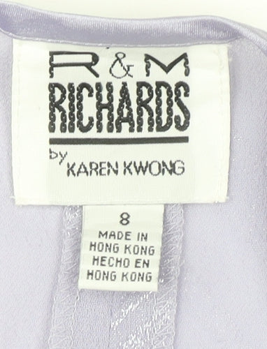 R & M Richards Womens Purple Tunic Blouse Size 8 Long Sleeve Formal Top