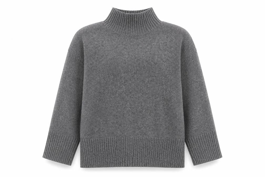 Front view of ASOS DESIGN women’s grey high neck knit jumper m