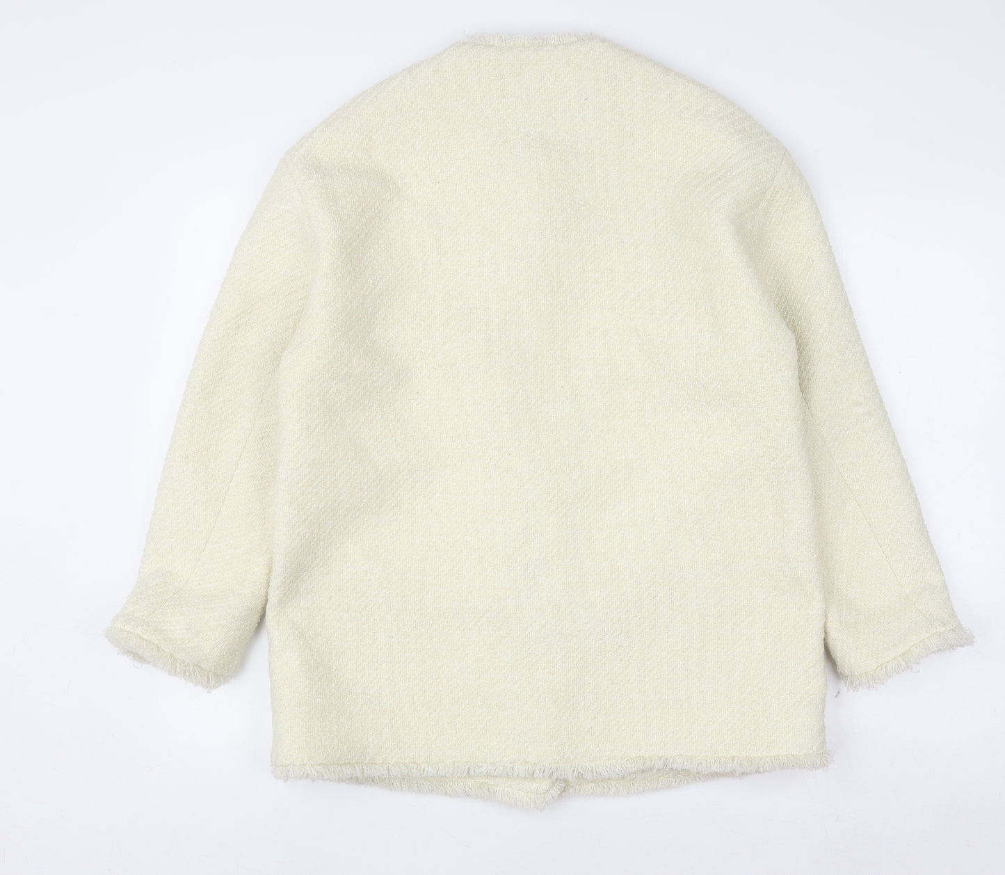 Jessyline Womens Ivory Tweed Button Jacket Size S