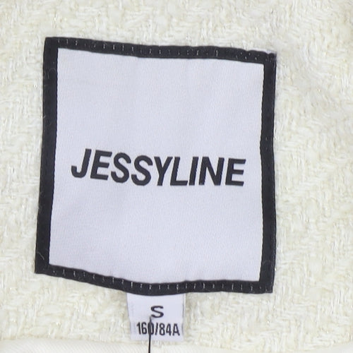 Jessyline Womens Ivory Tweed Button Jacket Size S