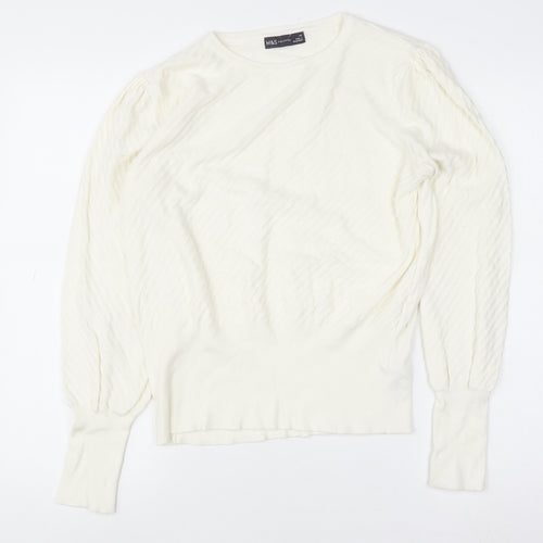 Marks and Spencer Women’s Ivory Crew Neck Long Sleeve Pullover Jumper Size 14