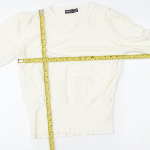 Marks and Spencer Women’s Ivory Crew Neck Long Sleeve Pullover Jumper Size 14