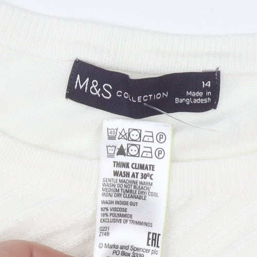 Marks and Spencer Women’s Ivory Crew Neck Long Sleeve Pullover Jumper Size 14