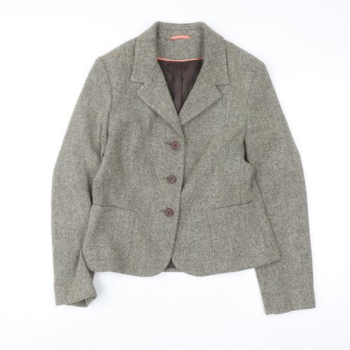 Berkertex Women Brown Tweed Blazer Jacket Size 12 Classic Formal