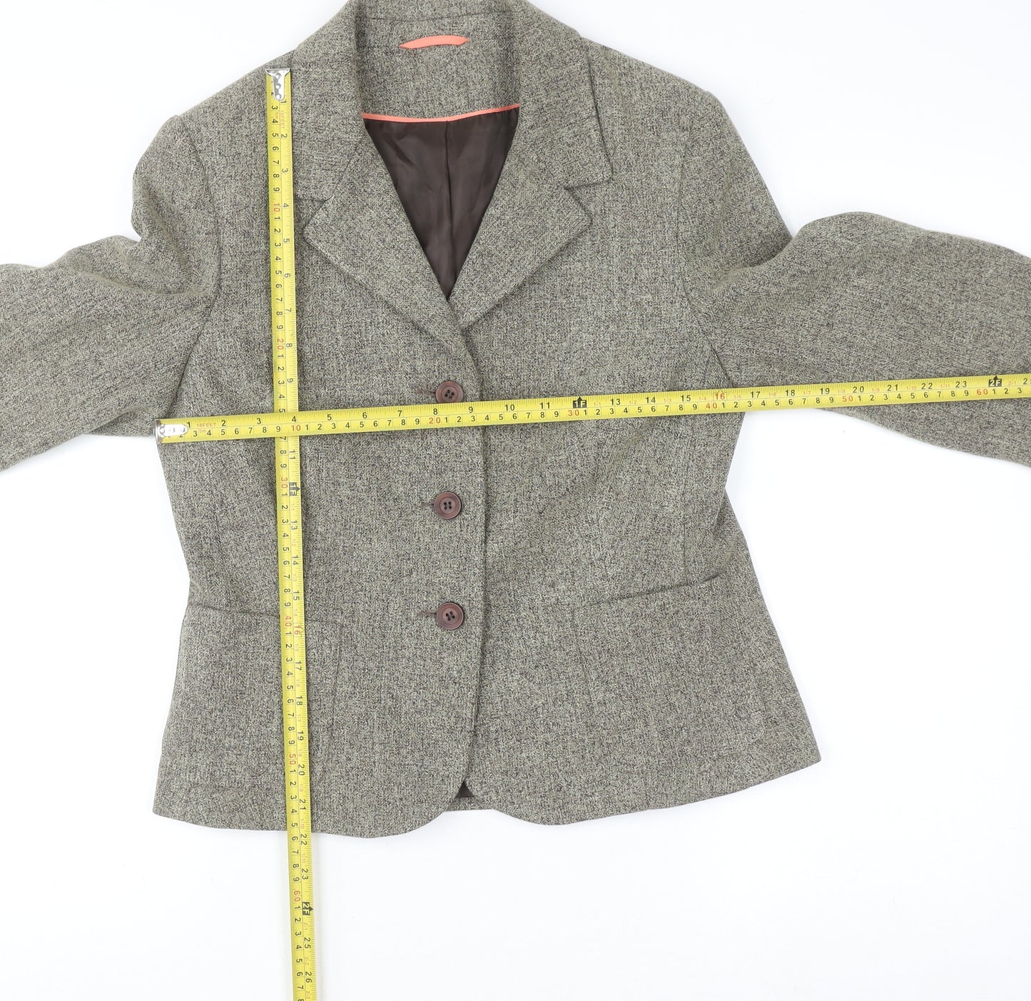 Berkertex Women Brown Tweed Blazer Jacket Size 12 Classic Formal