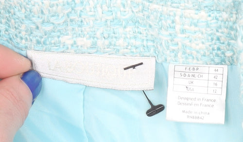 Laura Ashley Women's Blue Tweed Belted Blazer Size 16