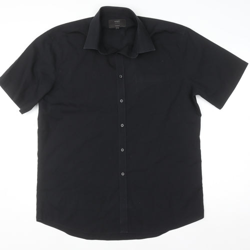 Marks and Spencer Men's Black Tailored Short Sleeve Button-Up Shirt 17/43