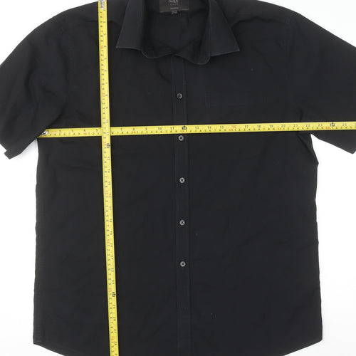 Marks and Spencer Men's Black Tailored Short Sleeve Button-Up Shirt 17/43