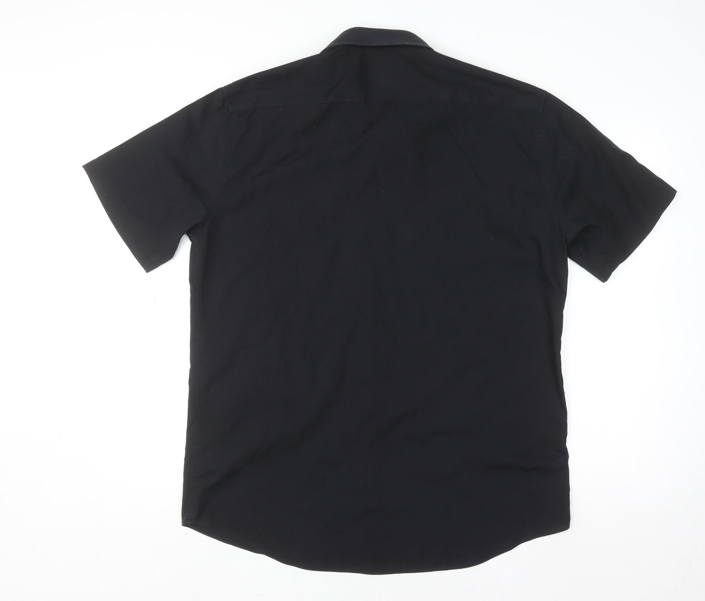 Marks and Spencer Men's Black Tailored Short Sleeve Button-Up Shirt 17/43
