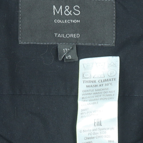 Marks and Spencer Men's Black Tailored Short Sleeve Button-Up Shirt 17/43