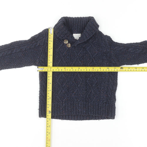 Monsoon Blue Cable Knit Shawl Collar Baby Jumper 18-24 Months