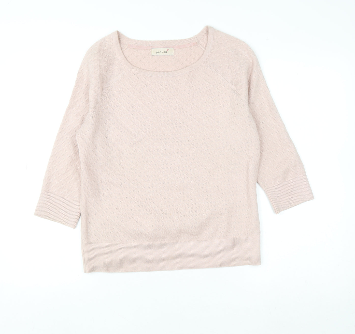 Marks and Spencer Women Pink Knit 3/4 Sleeve Pullover Jumper Size 12