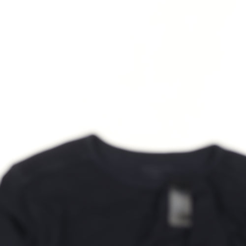 AllSaints Men's Black XS Cotton Crew Neck Waffle Knit Jumper
