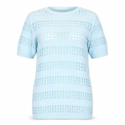 Topshop Women’s Blue Open-Knit Short Sleeve Jumper Size 12