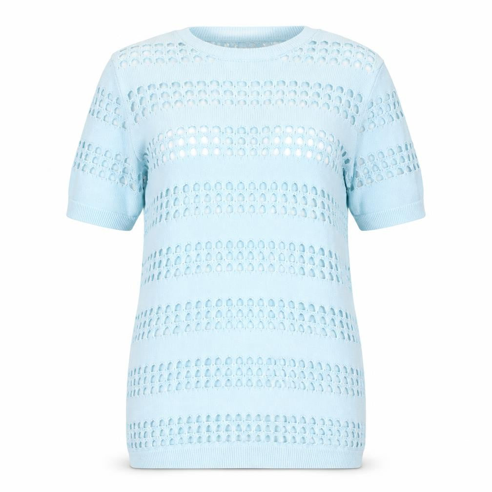 Topshop Women’s Blue Open-Knit Short Sleeve Jumper Size 12