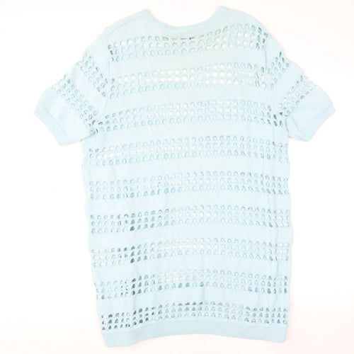 Topshop Women’s Blue Open-Knit Short Sleeve Jumper Size 12