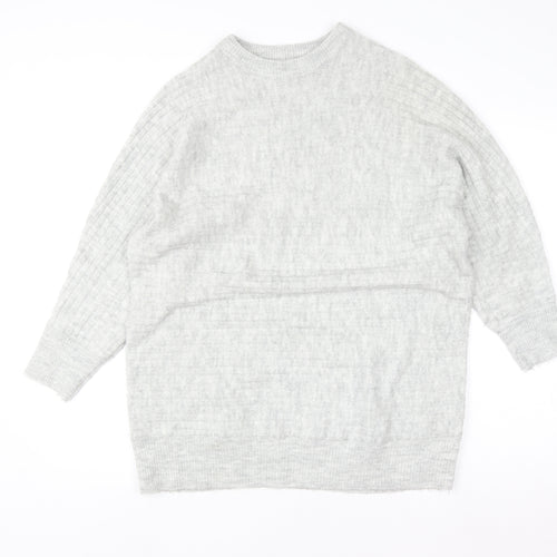 Bonmarché Women’s Grey Acrylic Crew Neck Long Sleeve Pullover Jumper Size 14