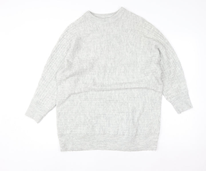 Bonmarché Women’s Grey Acrylic Crew Neck Long Sleeve Pullover Jumper Size 14