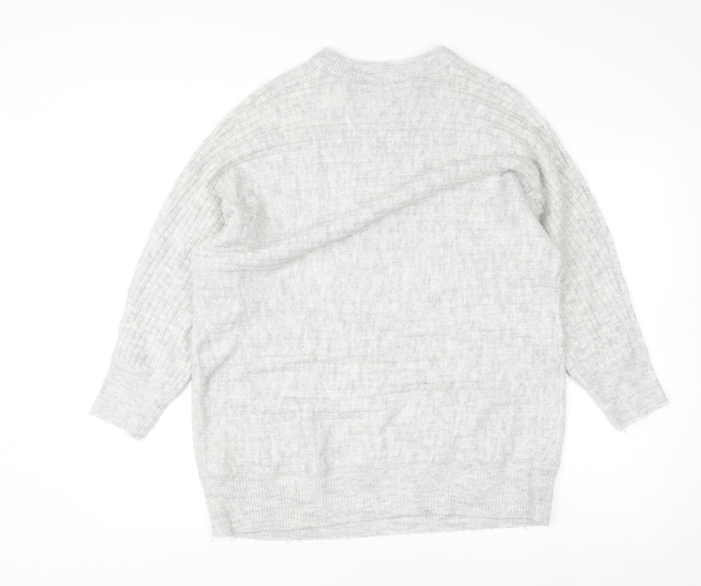 Bonmarché Women’s Grey Acrylic Crew Neck Long Sleeve Pullover Jumper Size 14