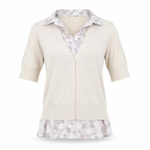 Next Women Beige Floral Layered V-Neck Blouse Size 12