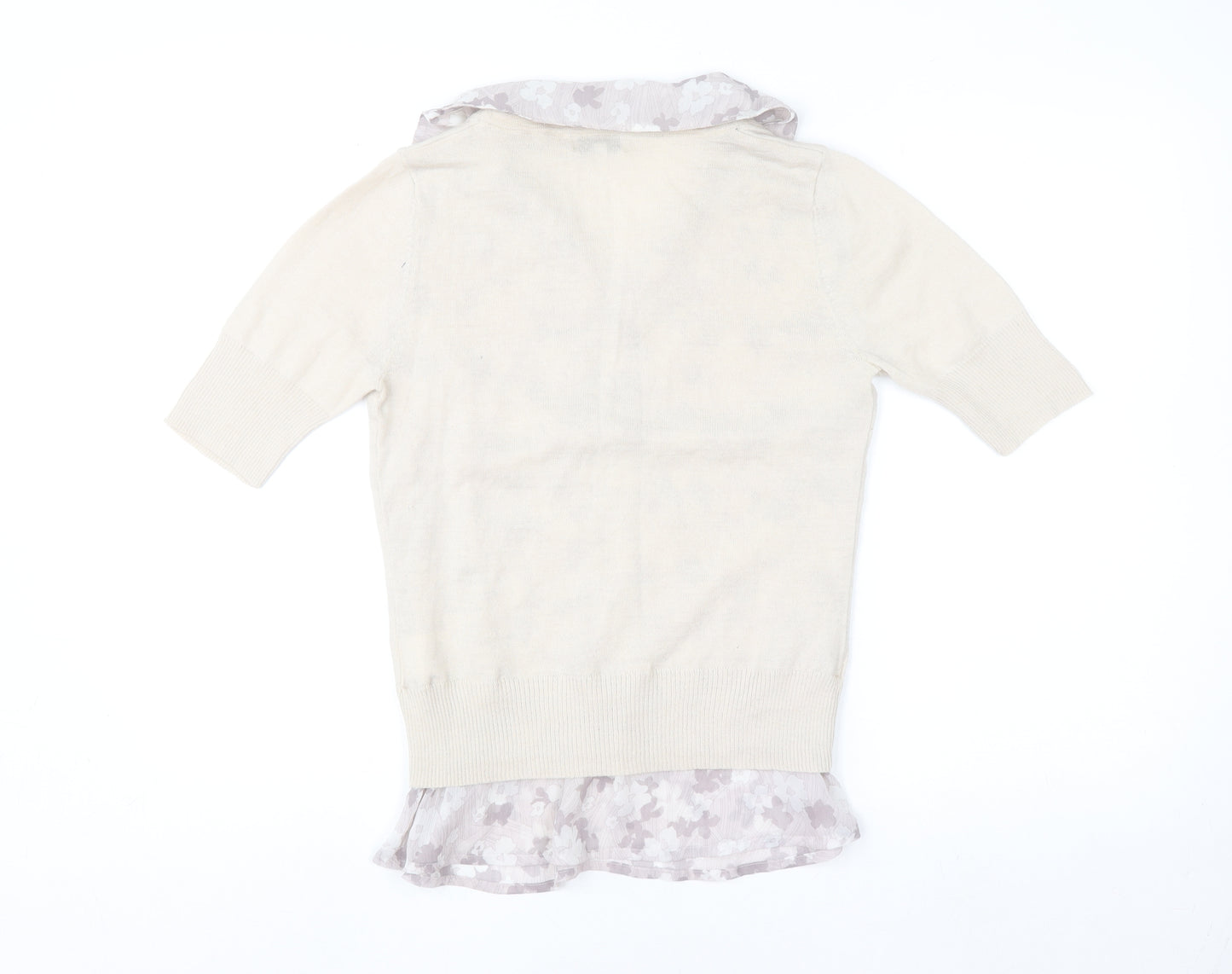 Next Women Beige Floral Layered V-Neck Blouse Size 12