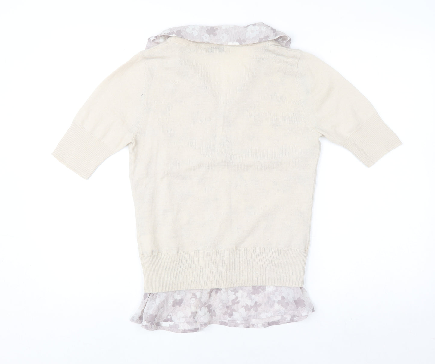 Next Women Beige Floral Layered V-Neck Blouse Size 12