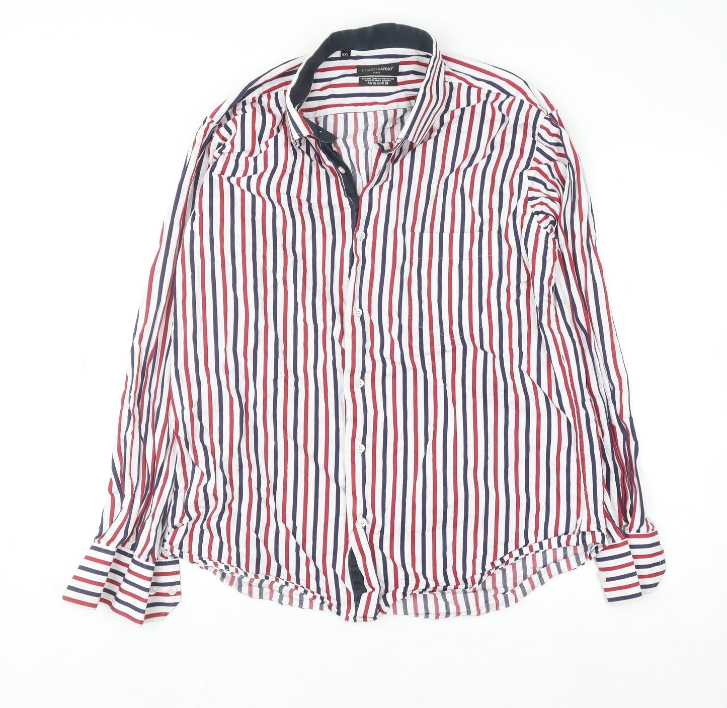 Franco Davino Men's Multicoloured Striped 2XL Cotton Button-Up Shirt