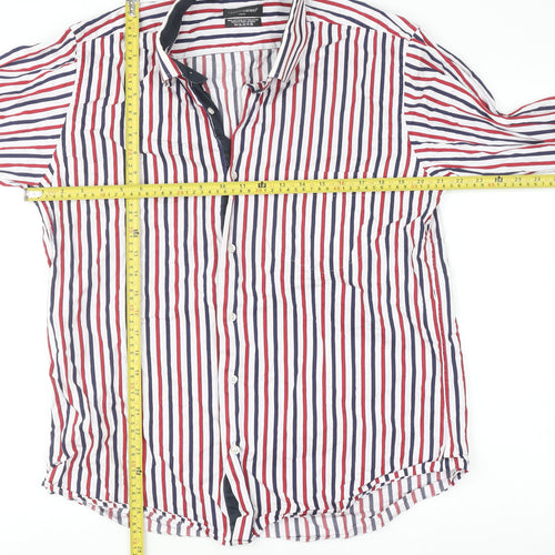 Franco Davino Men's Multicoloured Striped 2XL Cotton Button-Up Shirt