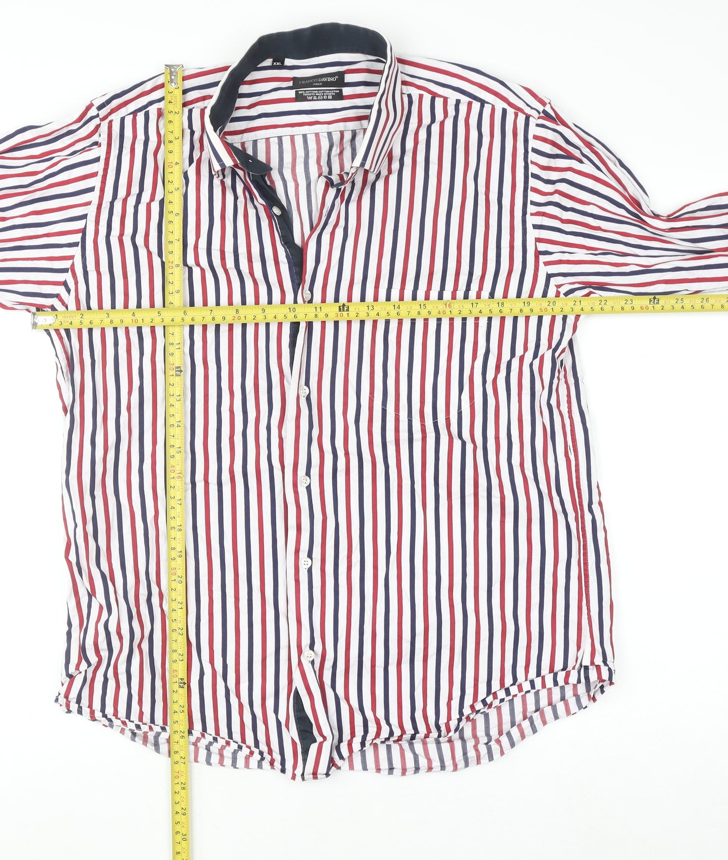 Franco Davino Men's Multicoloured Striped 2XL Cotton Button-Up Shirt