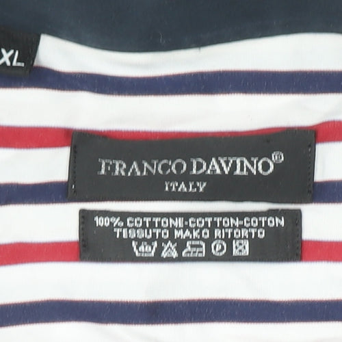 Franco Davino Men's Multicoloured Striped 2XL Cotton Button-Up Shirt