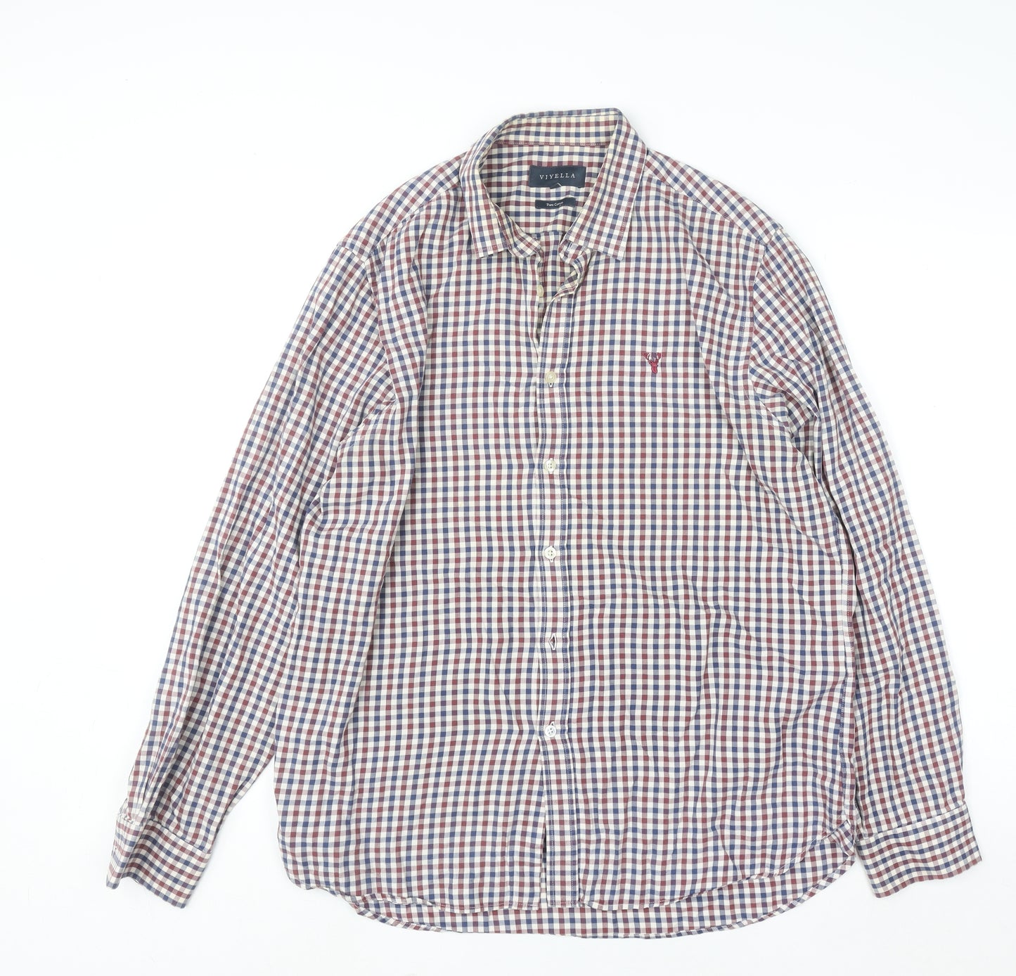 Viyella Men's Multicoloured Checked Cotton Button-Down Shirt Size L