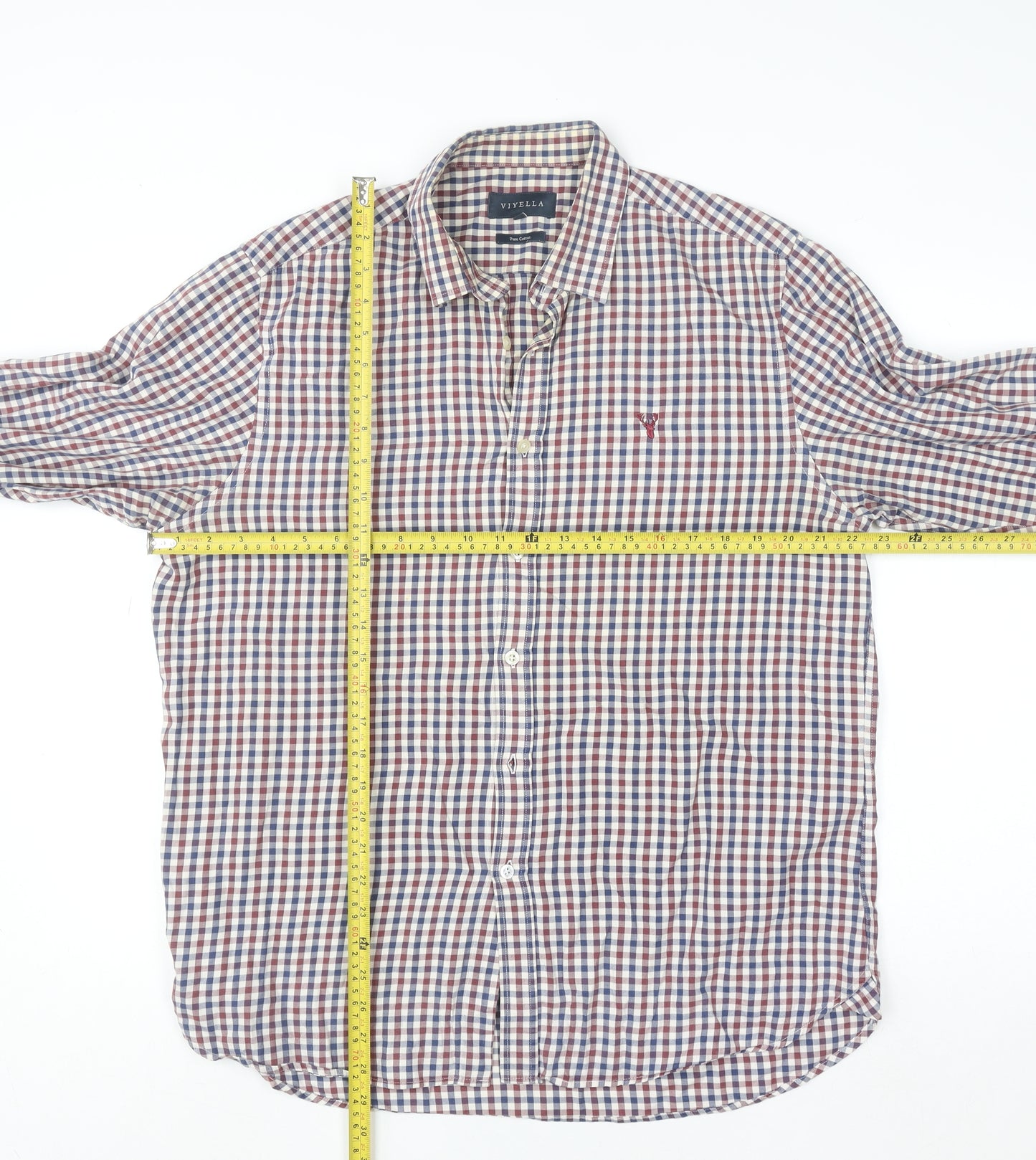 Viyella Men's Multicoloured Checked Cotton Button-Down Shirt Size L