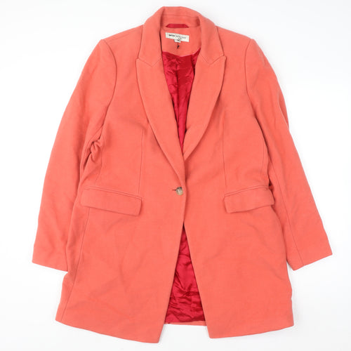 Reiss Women’s Orange Wool Blend Mid-Length Overcoat Size M