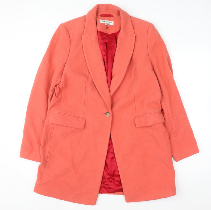 Reiss Women’s Orange Wool Blend Mid-Length Overcoat Size M