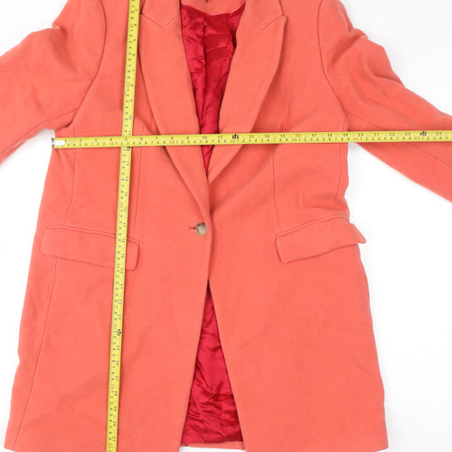 Reiss Women’s Orange Wool Blend Mid-Length Overcoat Size M