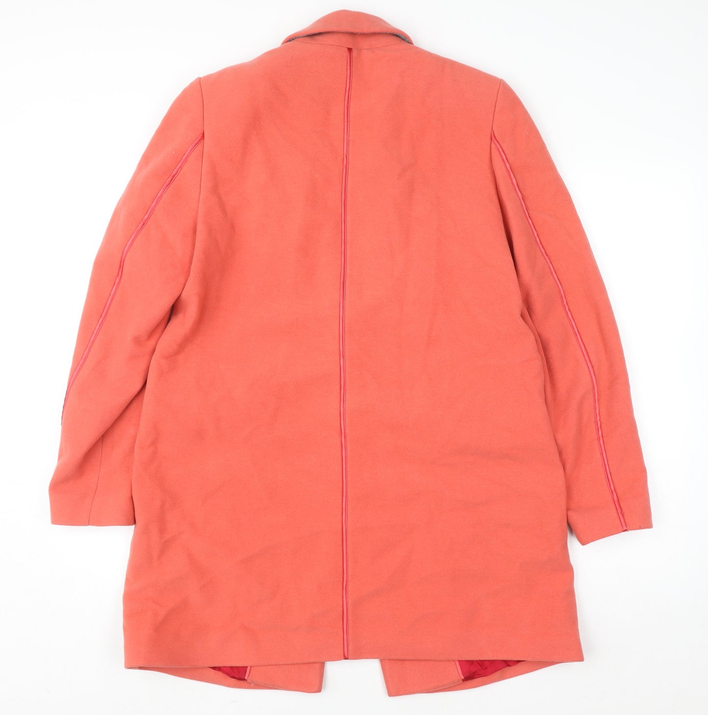 Reiss Women’s Orange Wool Blend Mid-Length Overcoat Size M