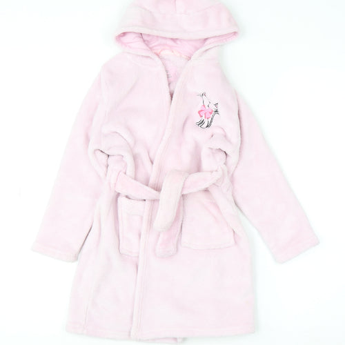 YD Girls Pink Hooded Fleece Robe 5-6 Years Belted Warm Winter Nightwear