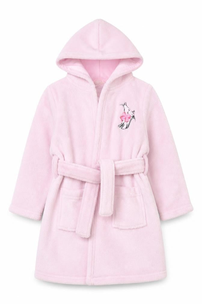 YD Girls Pink Hooded Fleece Robe 5-6 Years Belted Warm Winter Nightwear