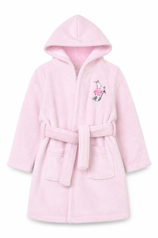 YD Girls Pink Hooded Fleece Robe 5-6 Years Belted Warm Winter Nightwear