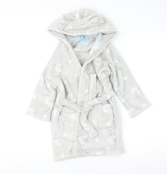 Marks and Spencer Girls Grey Me to You Hooded Fleece Robe 3-4 Years