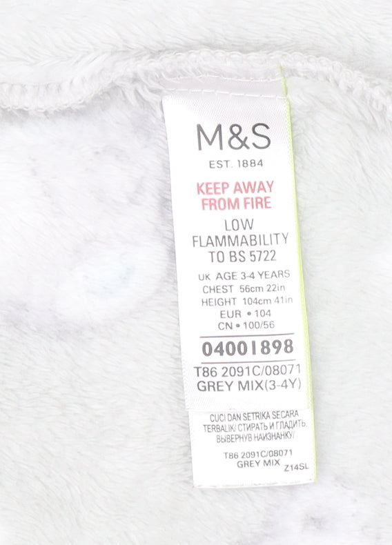 Marks and Spencer Girls Grey Me to You Hooded Fleece Robe 3-4 Years