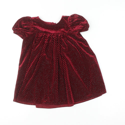 Next Girls Red Velvet A-Line Party Dress 2XS Short Sleeve Winter