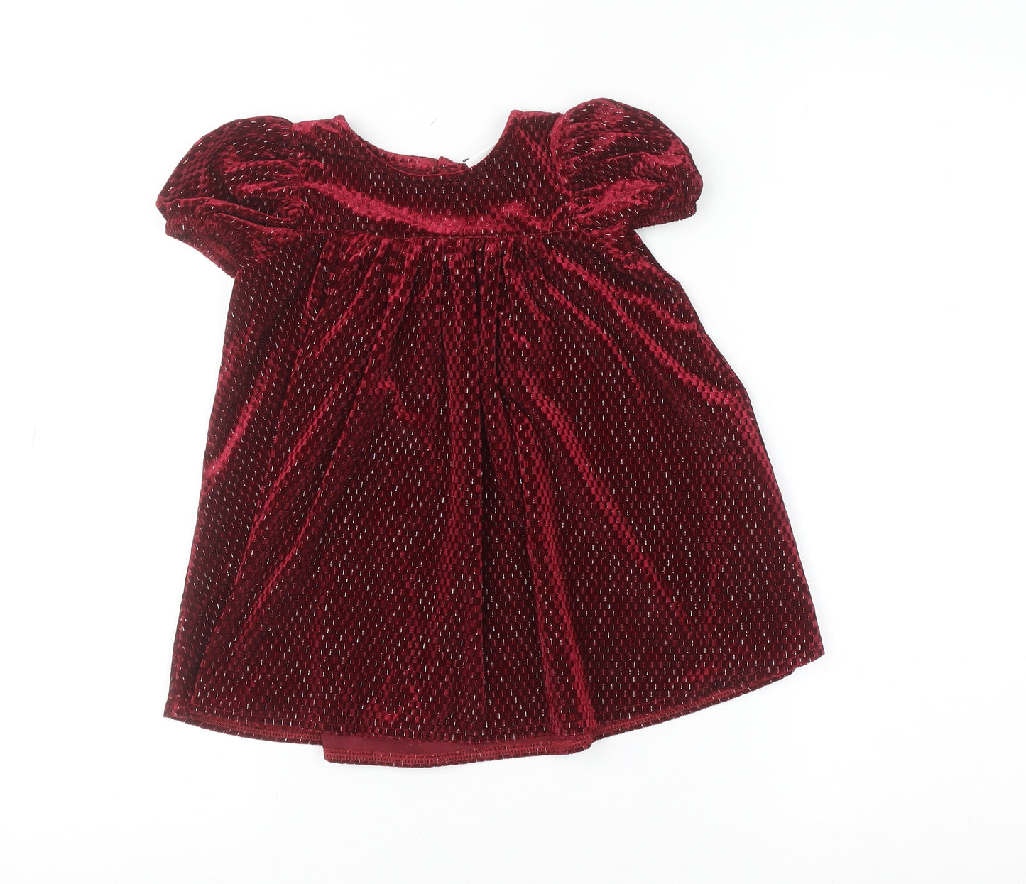 Next Girls Red Velvet A-Line Party Dress 2XS Short Sleeve Winter