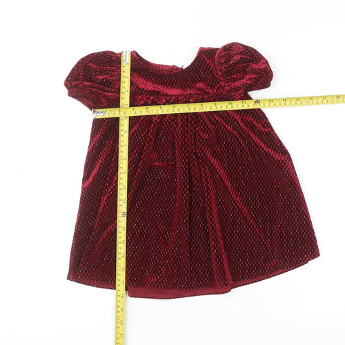 Next Girls Red Velvet A-Line Party Dress 2XS Short Sleeve Winter