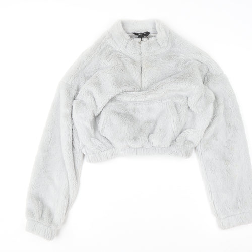 New Look Girls Grey Fleece 1/4 Zip Pullover Sweatshirt Age 12-13 Years