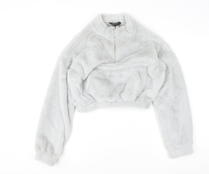 New Look Girls Grey Fleece 1/4 Zip Pullover Sweatshirt Age 12-13 Years