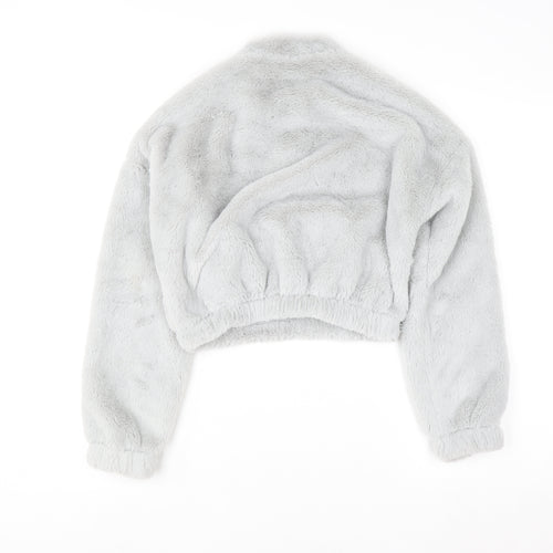New Look Girls Grey Fleece 1/4 Zip Pullover Sweatshirt Age 12-13 Years